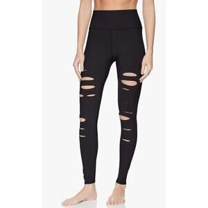 Alo Yoga Women's High Waisted Ripped Warrior Legging Black Size Small Yoga Pants
